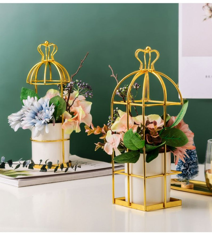 Mini Decorative Pot With a Golden Crown Design Frame