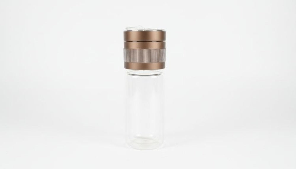 Glass Double Walled infuser cup with bronze lid (250ML)
