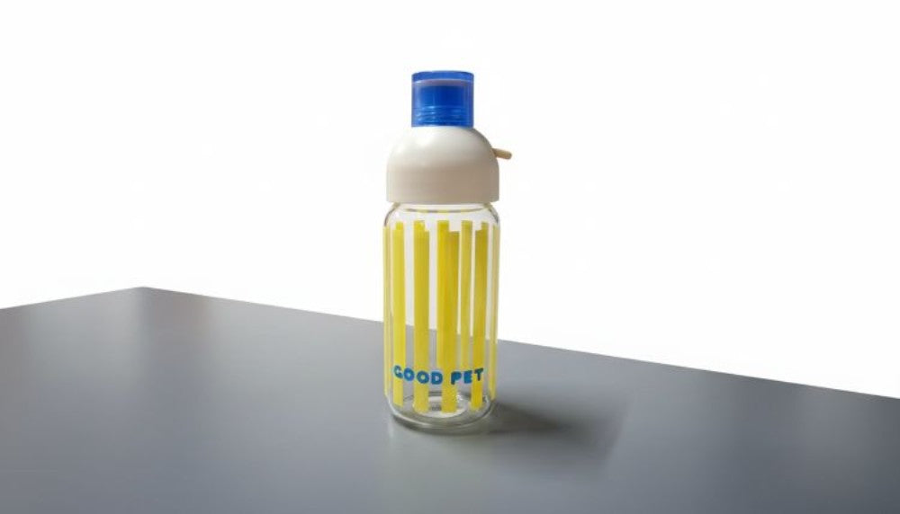 Glass cup Trendy with toy charm and sipper striped design-400ML