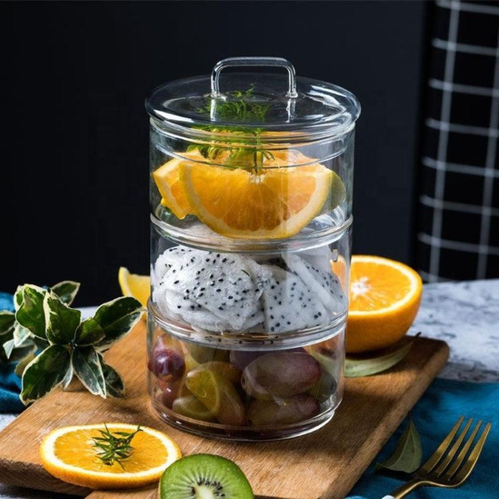 6cm Stackable Glass Food Container with Glass Lid