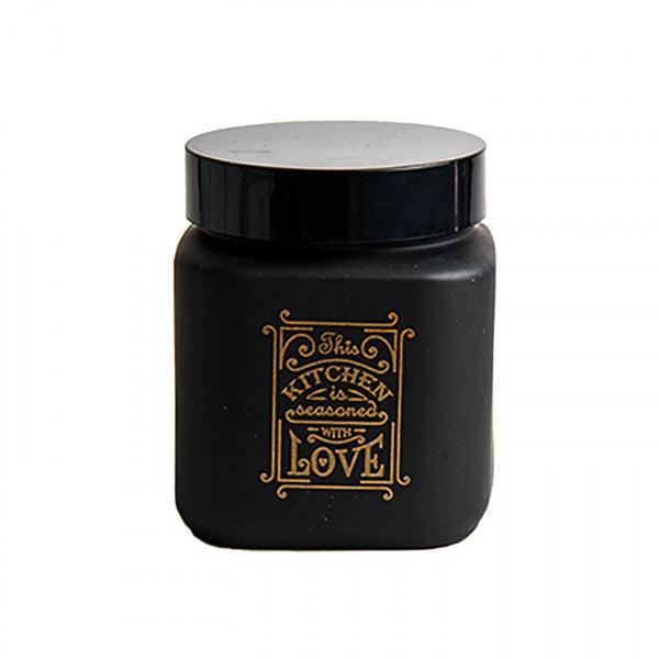 Decorated Canister - Small - Black - Home And Trends