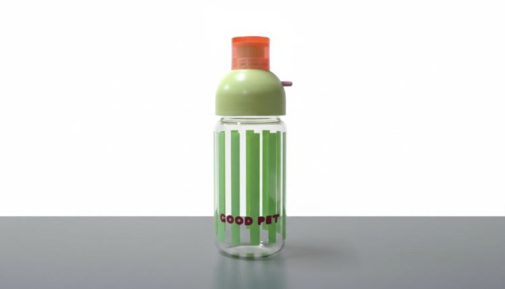 Glass cup Trendy with toy charm and sipper striped design-400ML