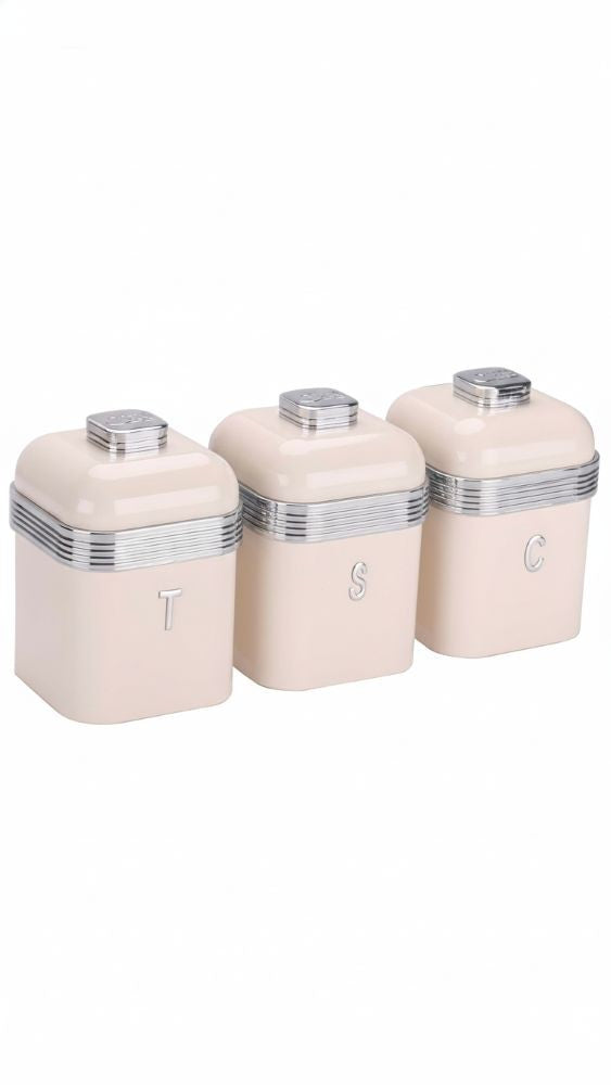 4pc Retro Deluxe Bread Bin & 3 Canister Set - Promo Deal.