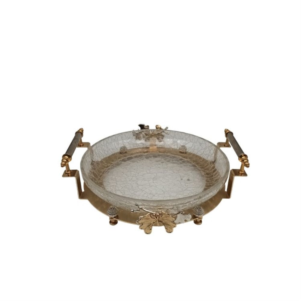 Ornate Floral Tray with Handles