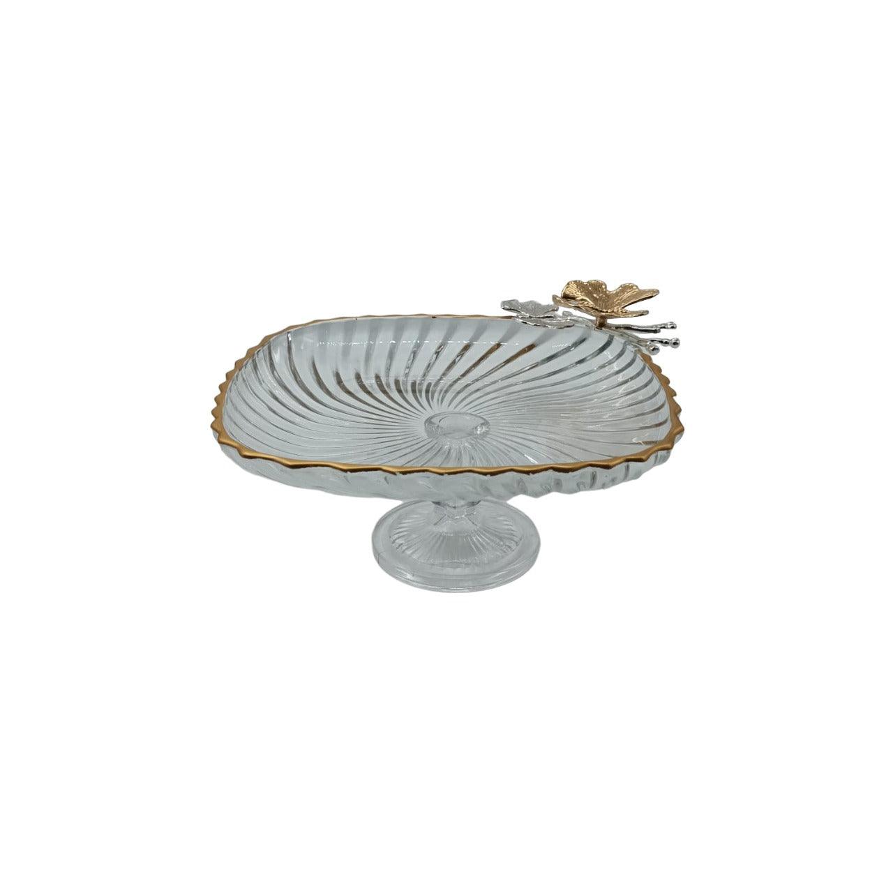 Footed Square Plate with Golden Decal - Home And Trends
