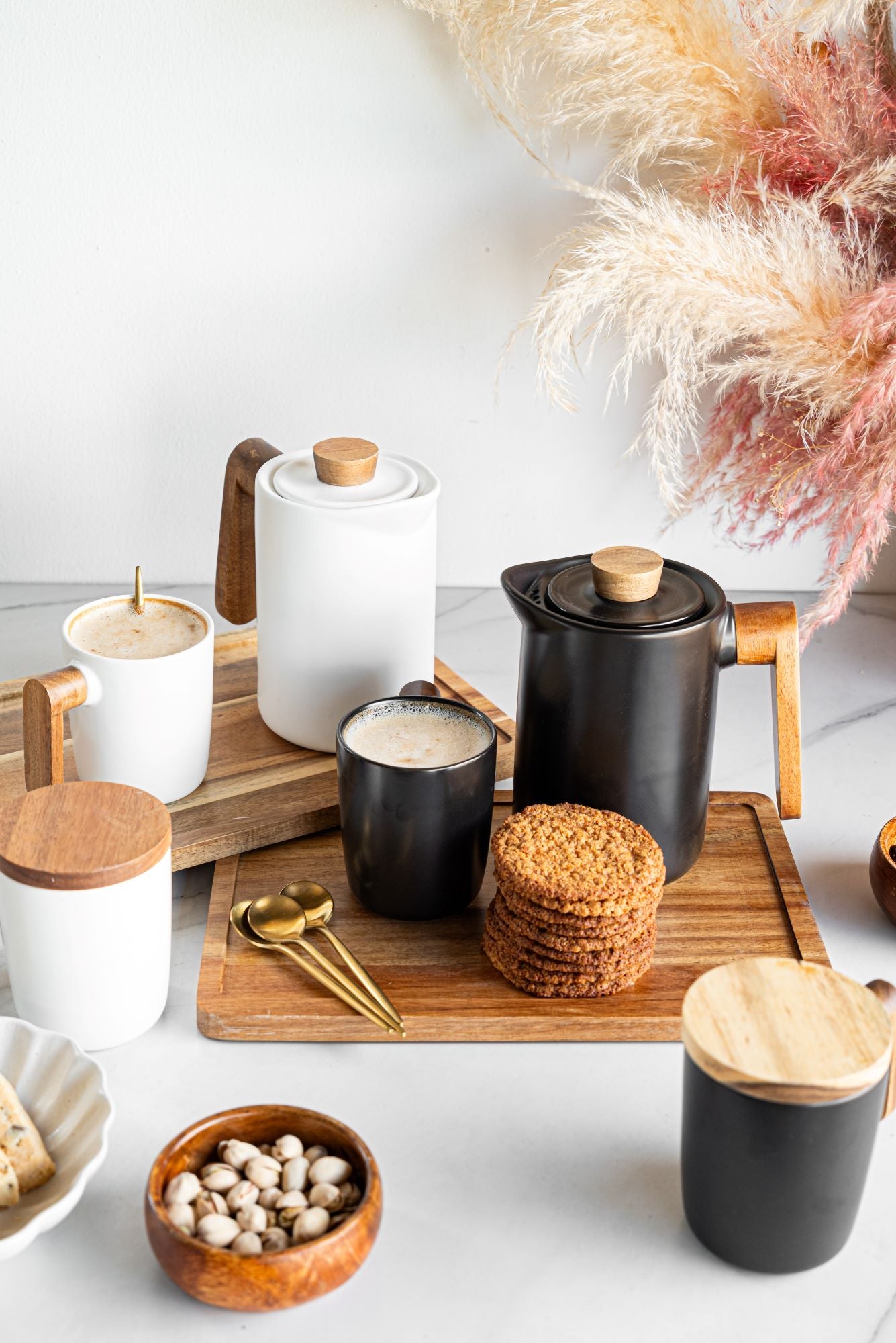 Nordic Tea/Coffee Set with Wooden Tray - END OF RANGE CLEARANCE DEAL