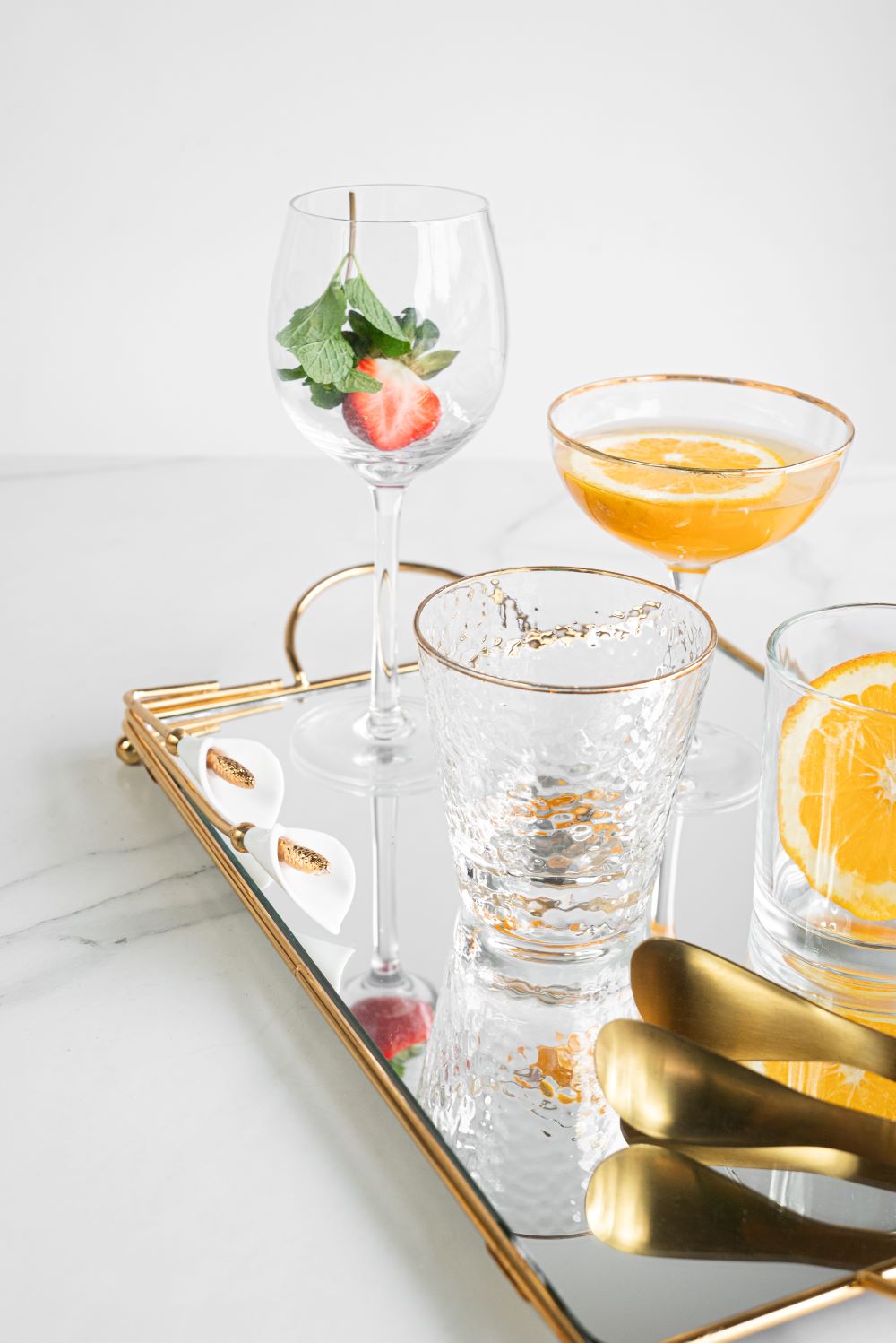 Rectangular Mirrored Tray with White Arum Lily