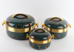Food Warmer Flask Gold Band Marble effect design Set of Three -