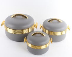 Food Warmer Flask Gold Band Matt Grey design Set of Three -