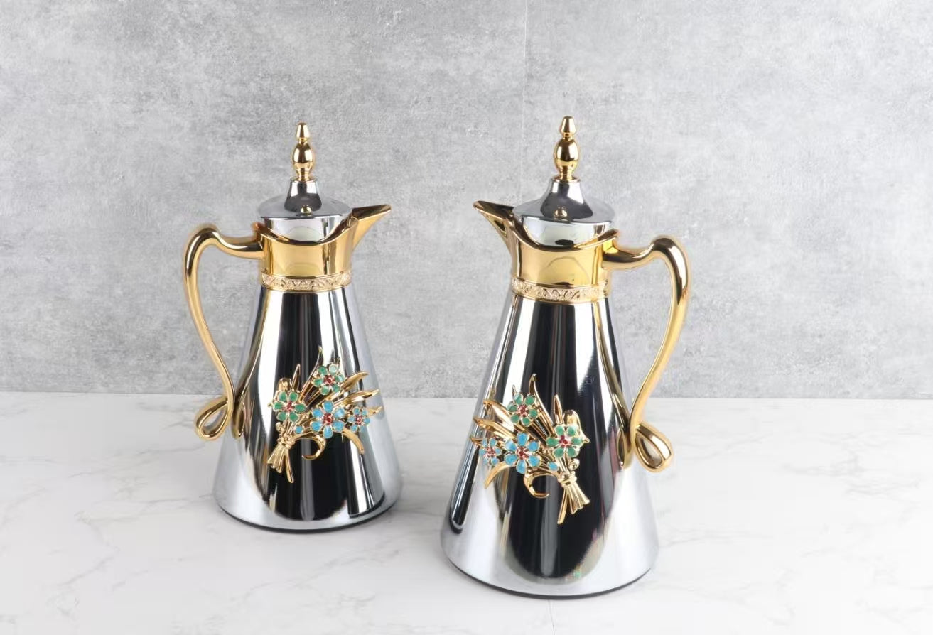 Flask Arabian inspired with intricate floral ornate detailing Set of Two 1l &0.7l