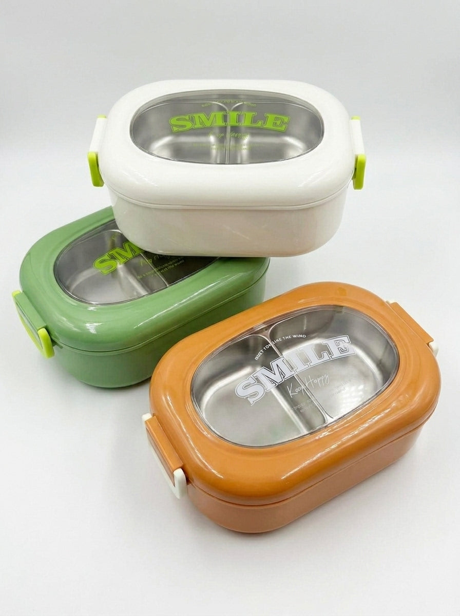 Lunch container 2comp stainless steel inner 22.5x14.5x8cm