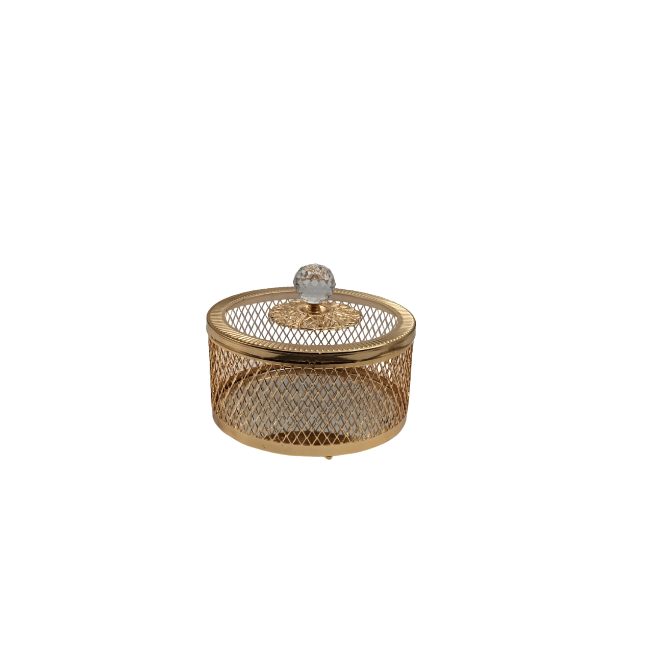 Round Gold Box with Glass Lid