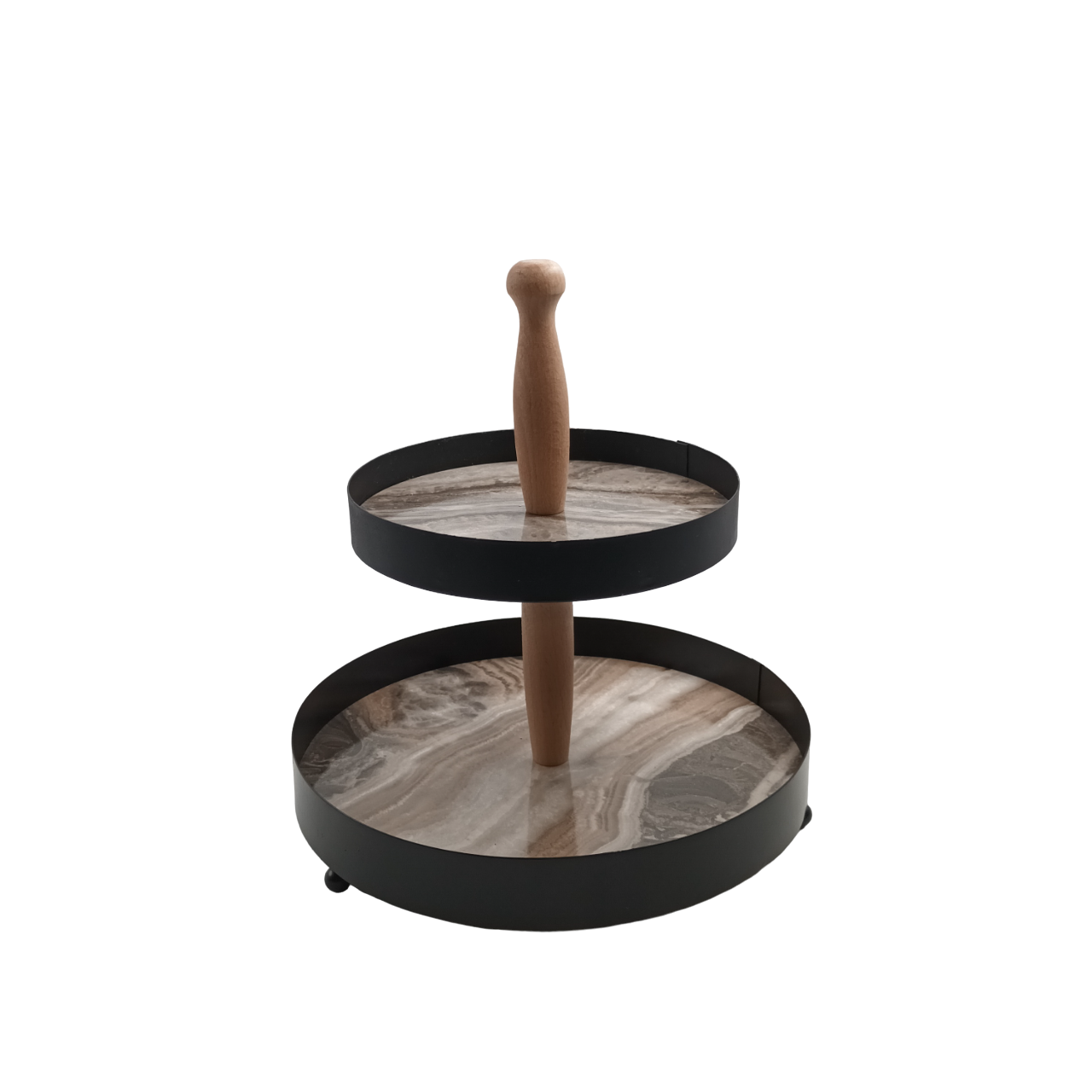 Two Tiered Wood & Metal Server