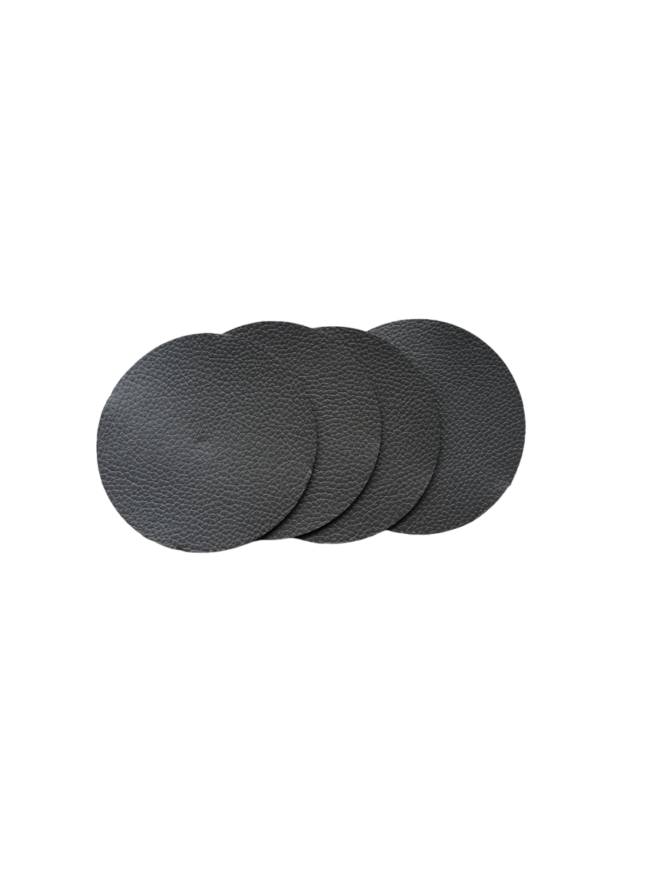 4pk Faux Leather Grey Coaster