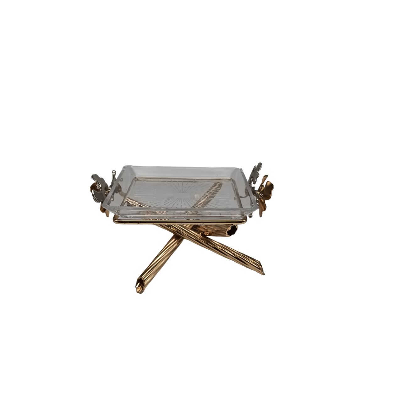 Small Golden Footed Square Platter