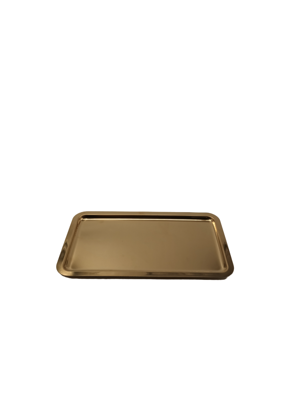 Rectangle Golden Metal Tray with Flower Detail