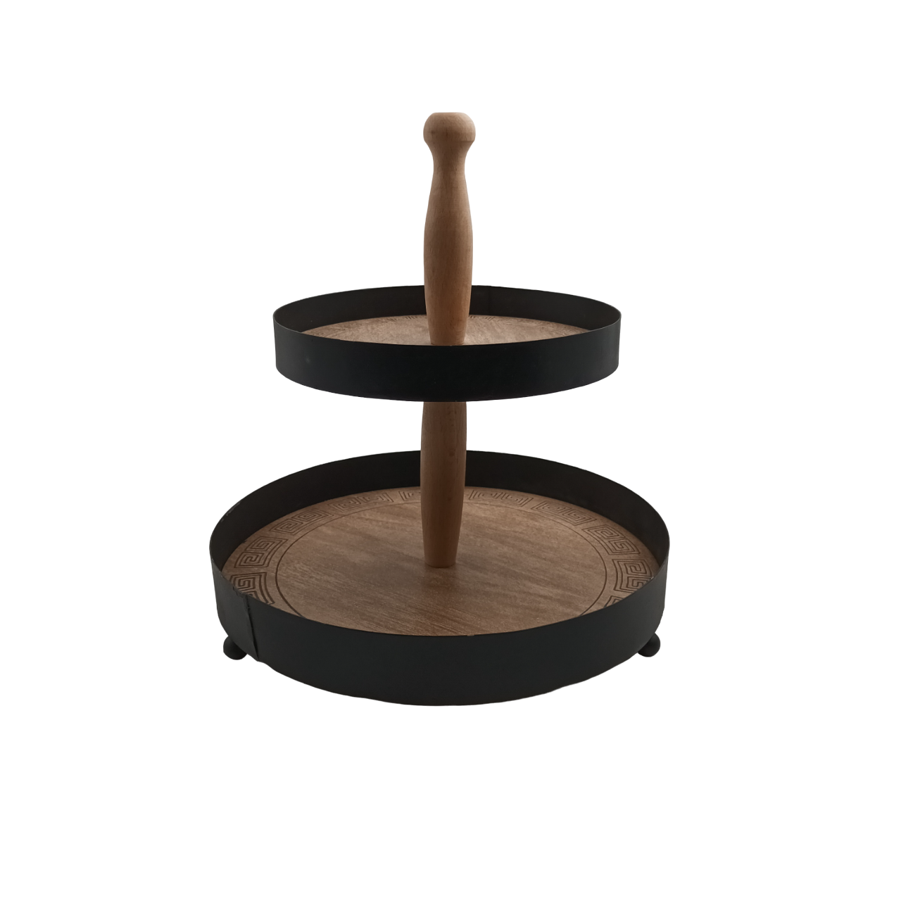 Two Tiered Wood & Metal Server