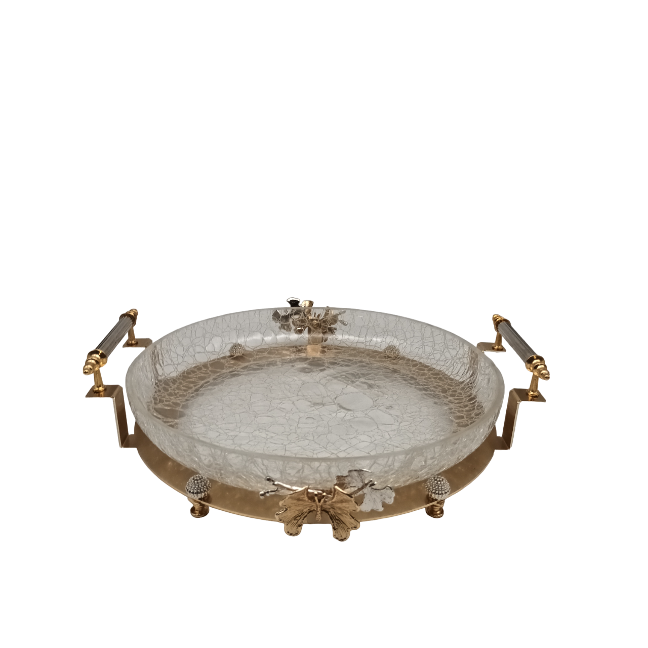 Ornate Floral Tray with Handles