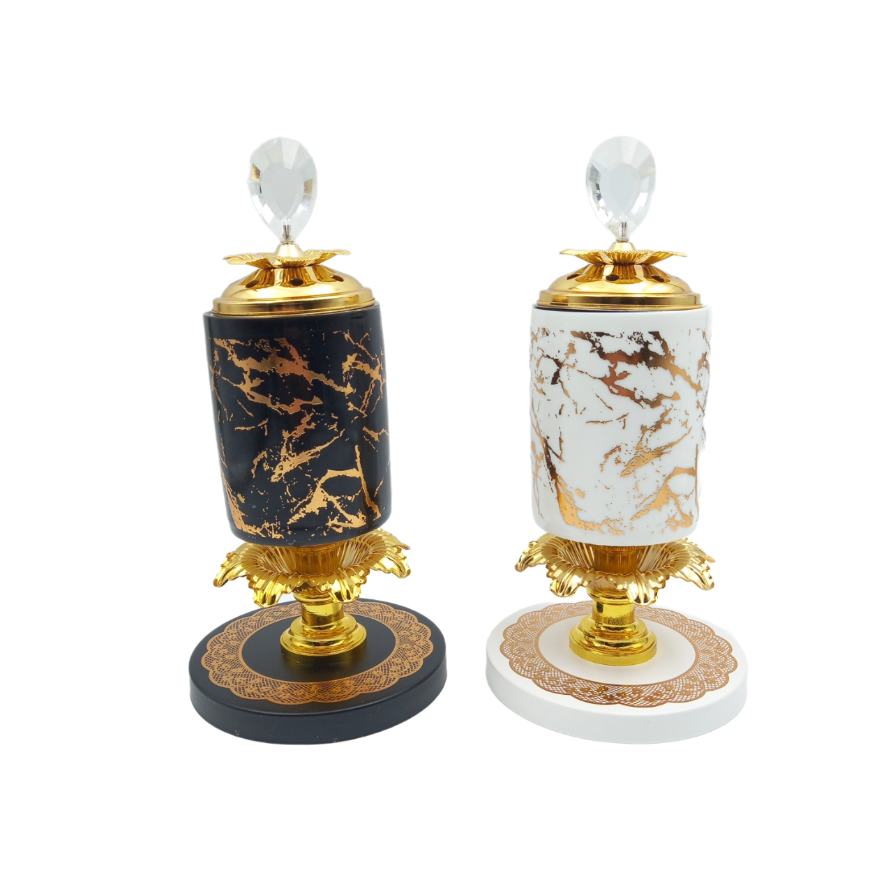 Round Marble Burner with Fancy Base