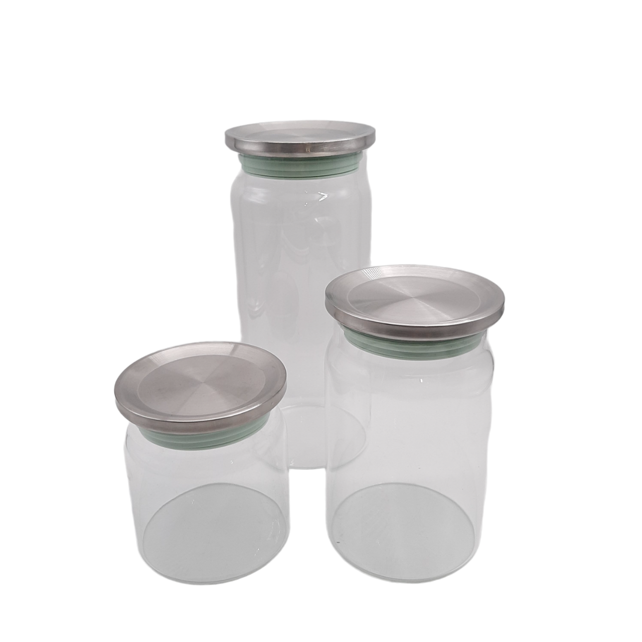 Round Glass Storage Jar with Stainless Steel Lid - MASSIVE PROMO OFFER
