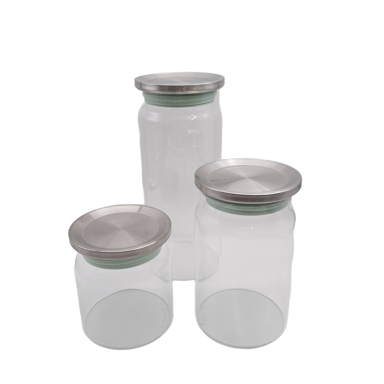 Round Glass Storage Jar with Stainless Steel Lid