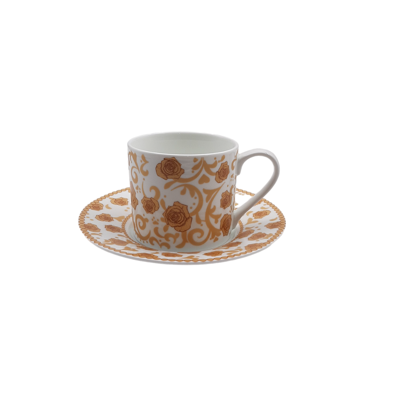 Jenna Clifford Mica Gold Cappucino Cup & Saucer Set (Set of Two)