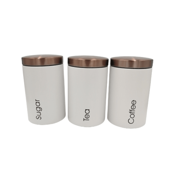 3PC Iron Canister Set with Rose Gold Lid - Home And Trends