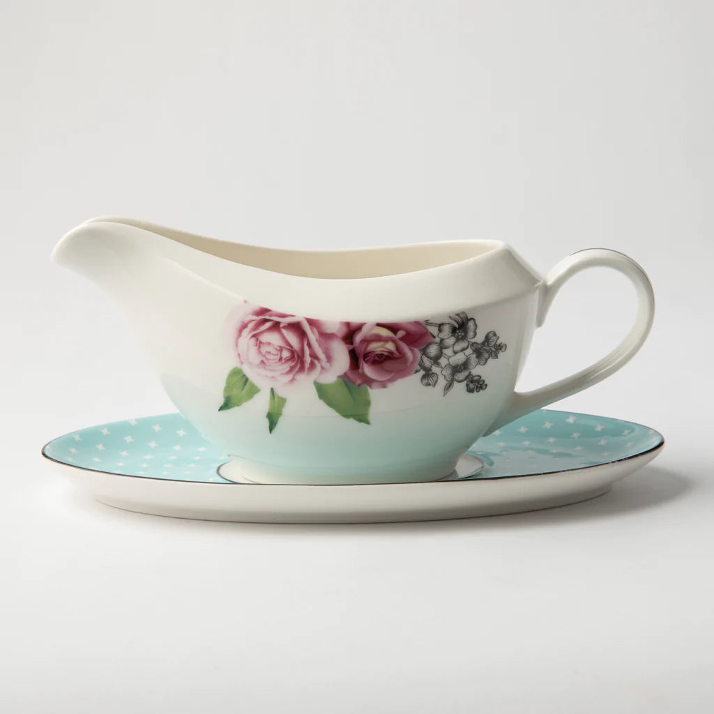 Jenna Clifford Wavy Rose Gravy Boat with Saucer