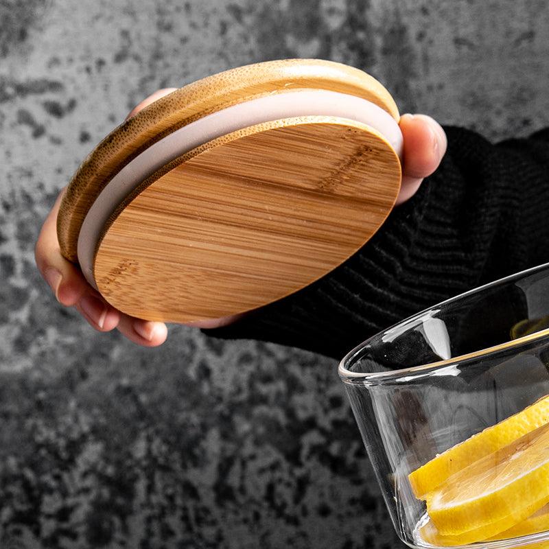 6cm Stackable Glass Food Container with Wooden Lid - Home And Trends