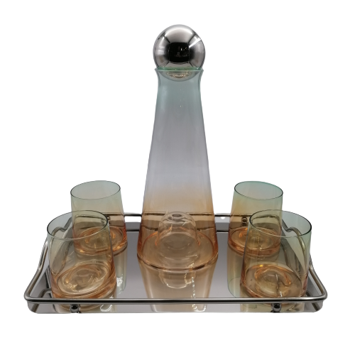 Tall Glass Pitcher Set with Metal Cork Lid