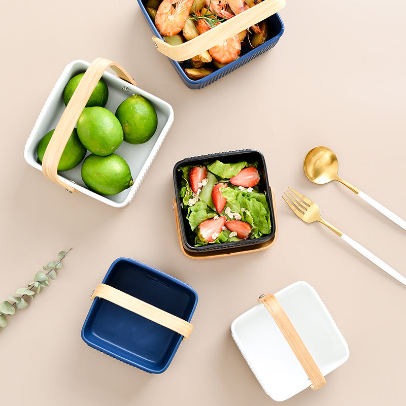 Snack Bowl Nordic with Wooden Handle -PRICED TO CLEAR -END OF RANGE