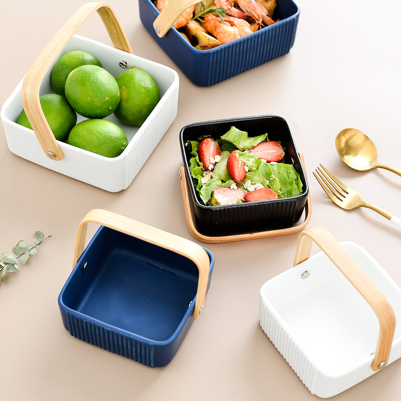 Snack Bowl Nordic with Wooden Handle -PRICED TO CLEAR -END OF RANGE