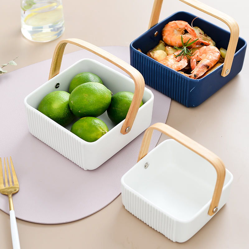 Snack Bowl Nordic with Wooden Handle -PRICED TO CLEAR -END OF RANGE