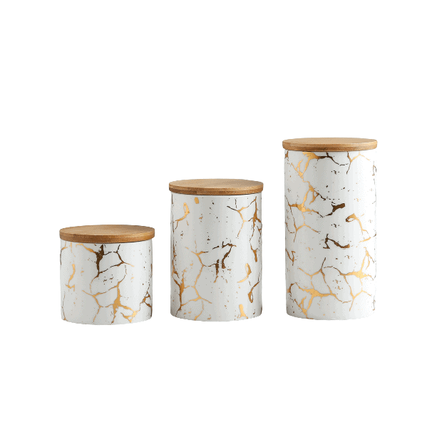 Marble Design Airtight Canister with Wooden Lid - END OF RANGE CLEARANCE OFFERS
