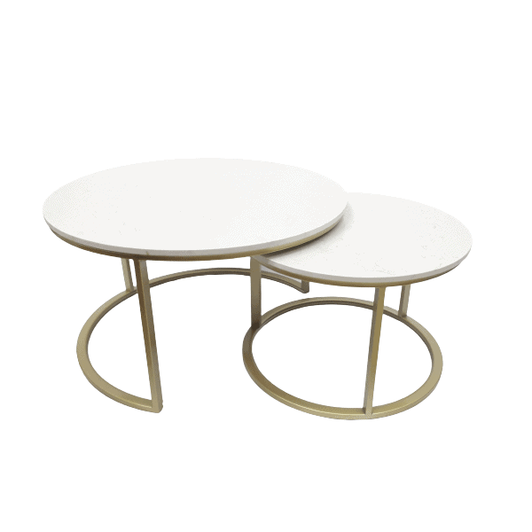 Marble Stone Coffee Table Set - White Marble