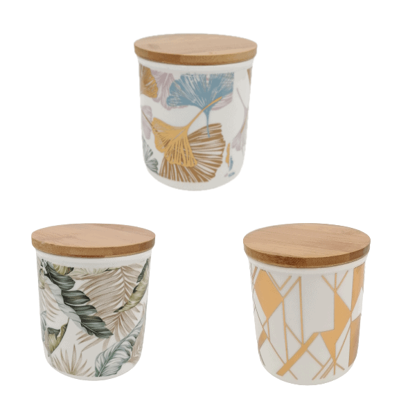 Abstract Ceramic Airtight Canister With Wooden Lid - Home And Trends