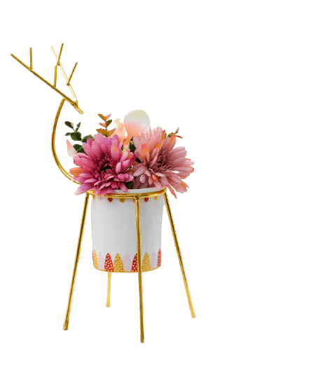 Abstract Mini Decorative Pot with Leaf Stand - Home And Trends