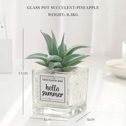 Artificial Plant in "Hello Summer" Glass Pot - Home And Trends