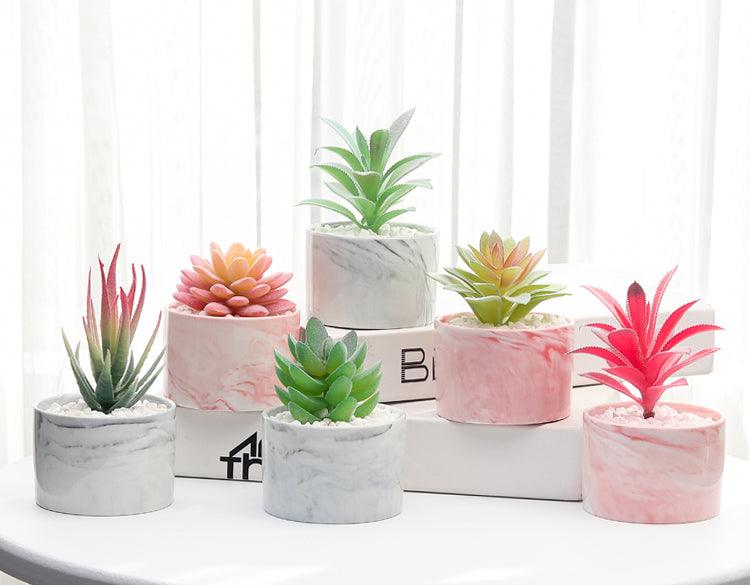 Artificial Two Tone Succulent in Grey Pot - Home And Trends