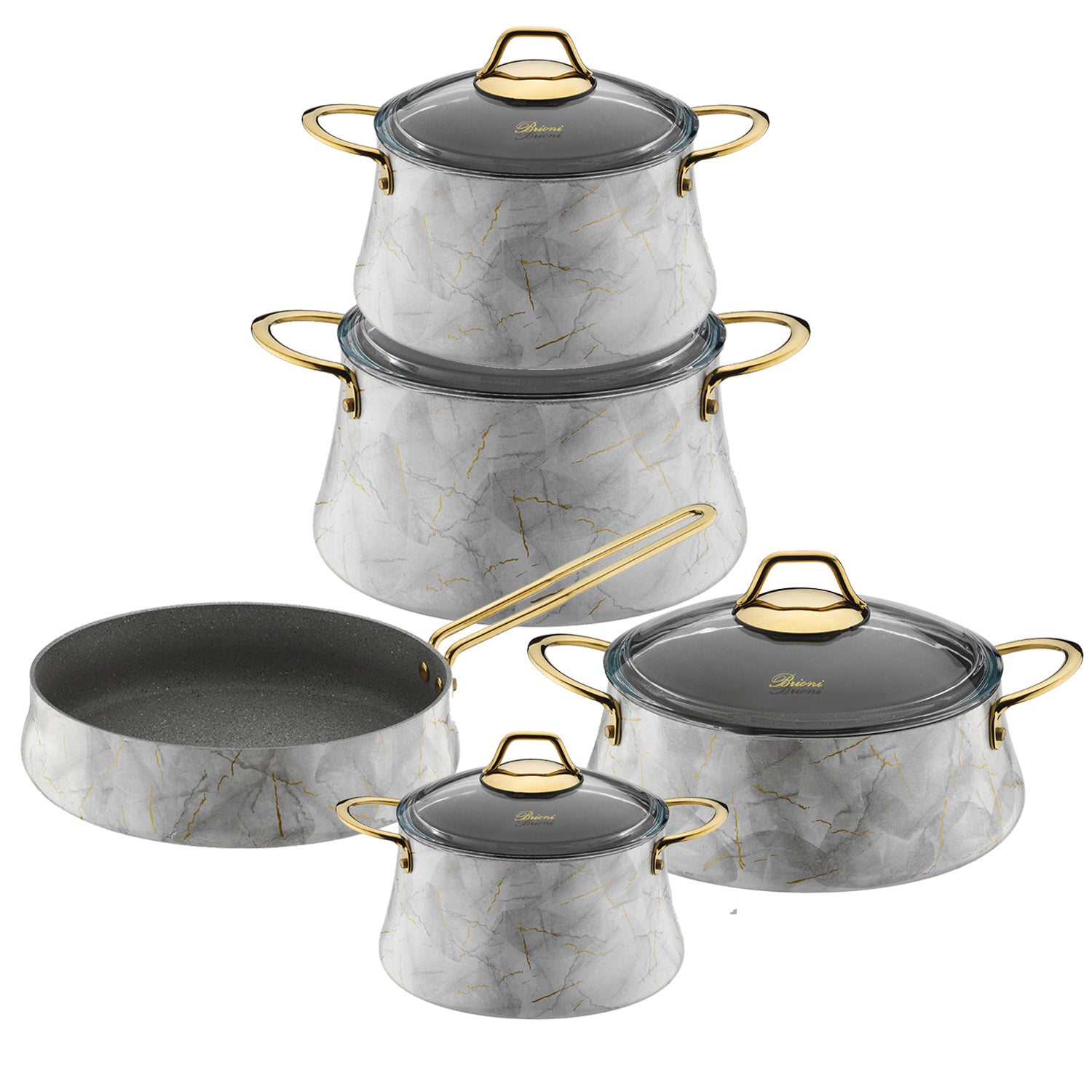 Marble Design 9 Piece Cookware Set