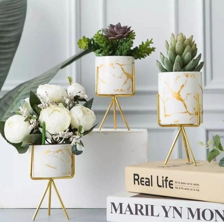 Ceramic Marble Design Mini Decorative Pots - Home And Trends