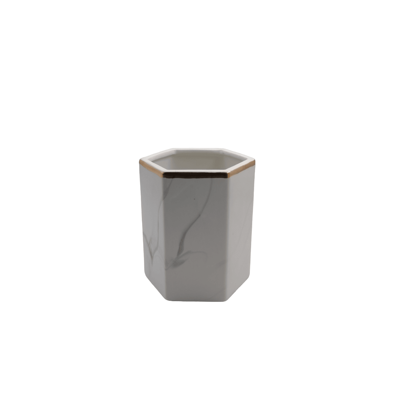 Ceramic Marble Style Hexagonal Shaped Vase - Home And Trends