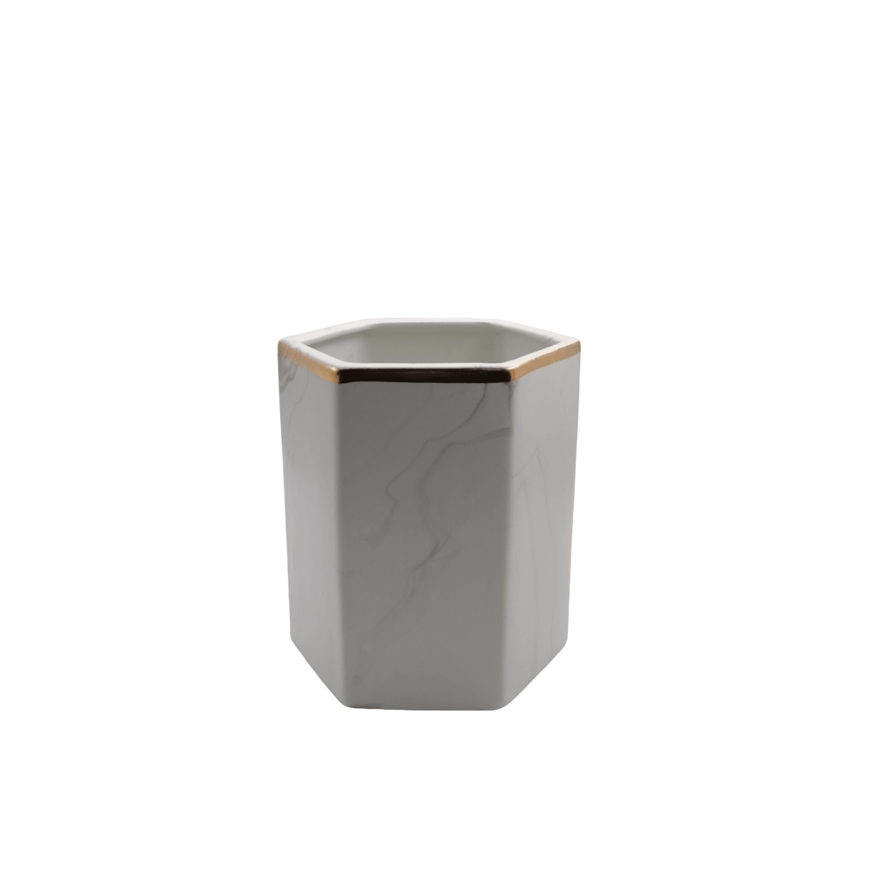 Ceramic Marble Style Hexagonal Shaped Vase - Home And Trends