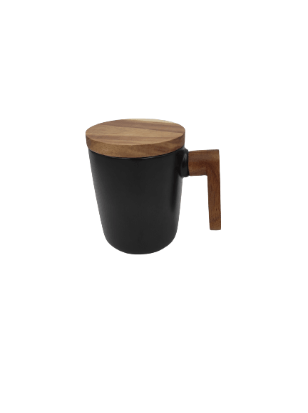 Ceramic Mug with Wooden Lid and Handle - Home And Trends