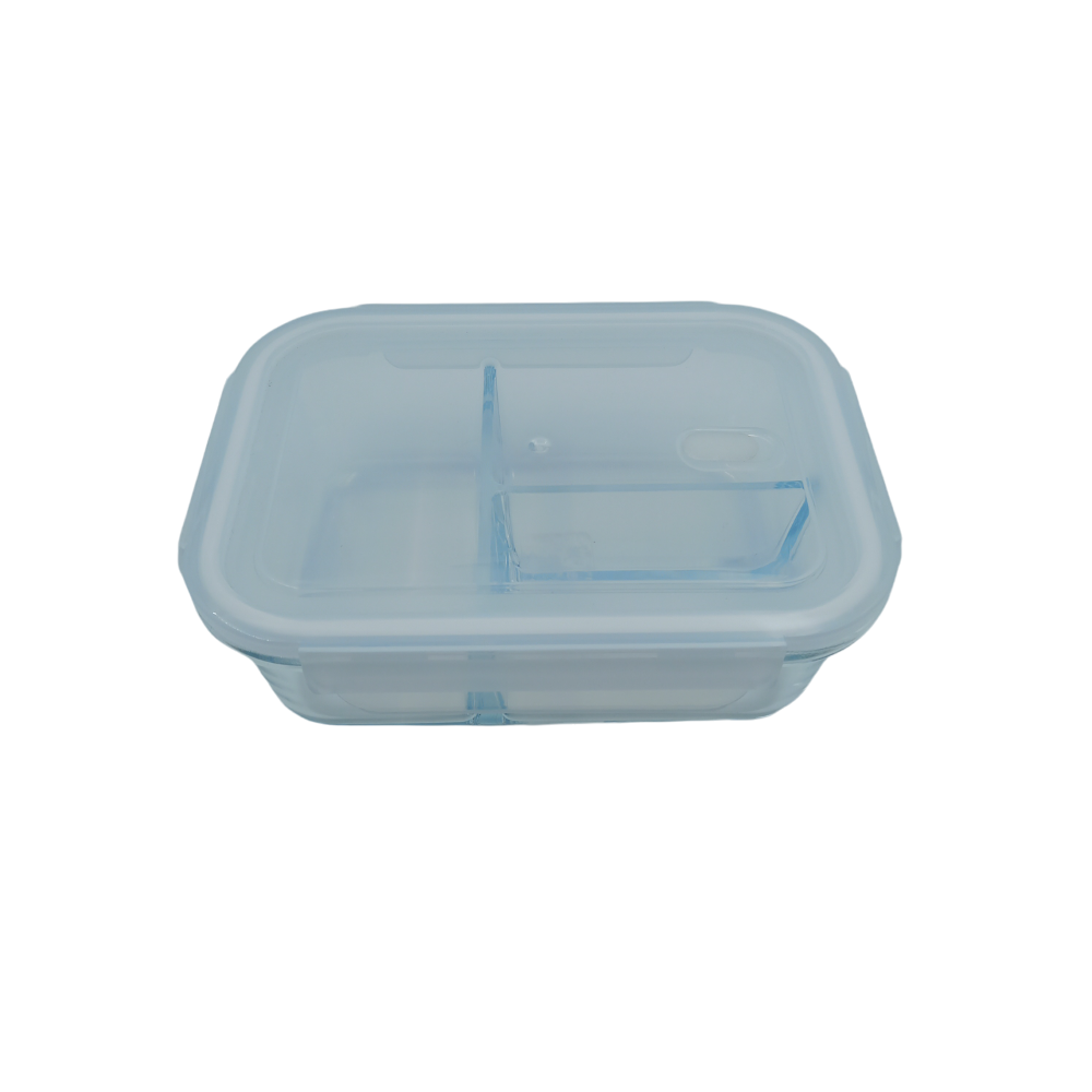 Rectangular Three Compartment Glass Food Container
