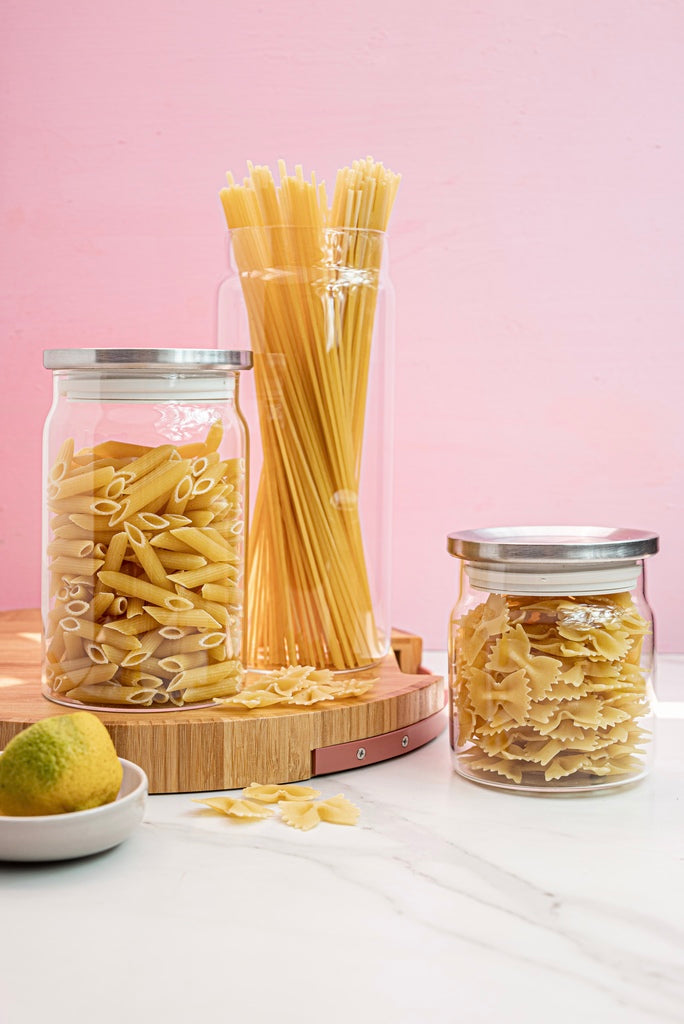Round Glass Storage Jar with Stainless Steel Lid - MASSIVE PROMO OFFER