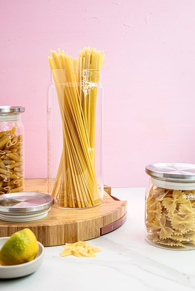 Round Glass Storage Jar with Stainless Steel Lid