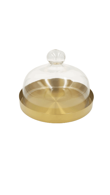 Glass Cake Dome with Golden Base - Home And Trends