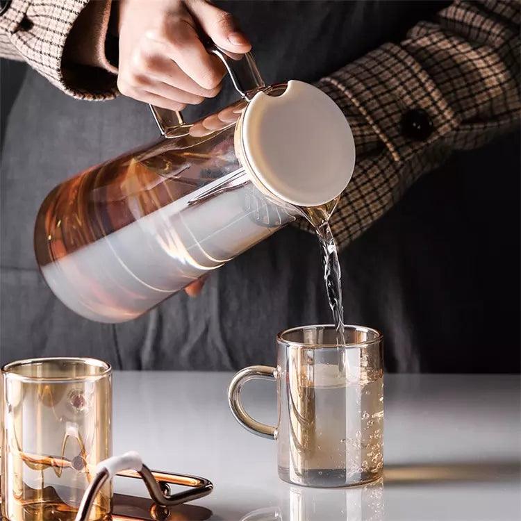 Glass Pitcher Set with Mirror Tray - Home And Trends