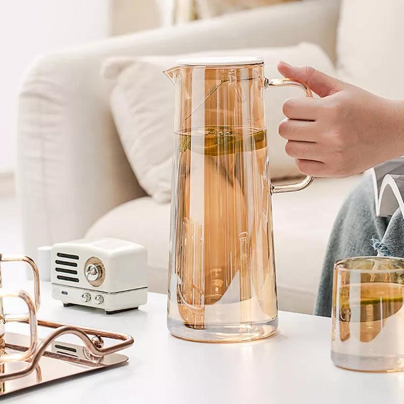 Glass Pitcher Set with Mirror Tray - Home And Trends